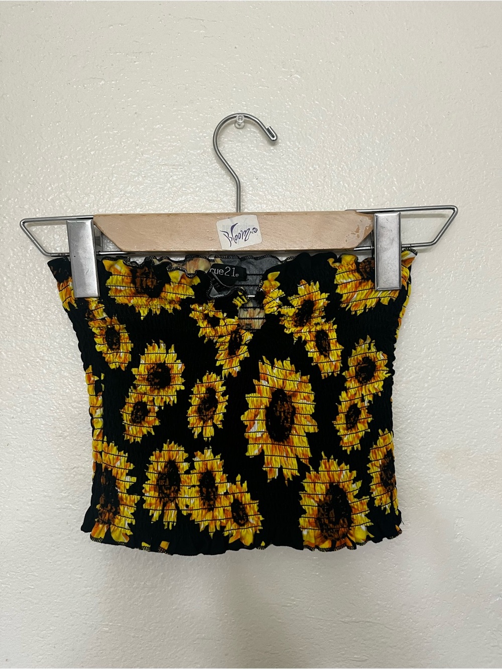 Rue21 Black Sunflower Smocked Tube Top